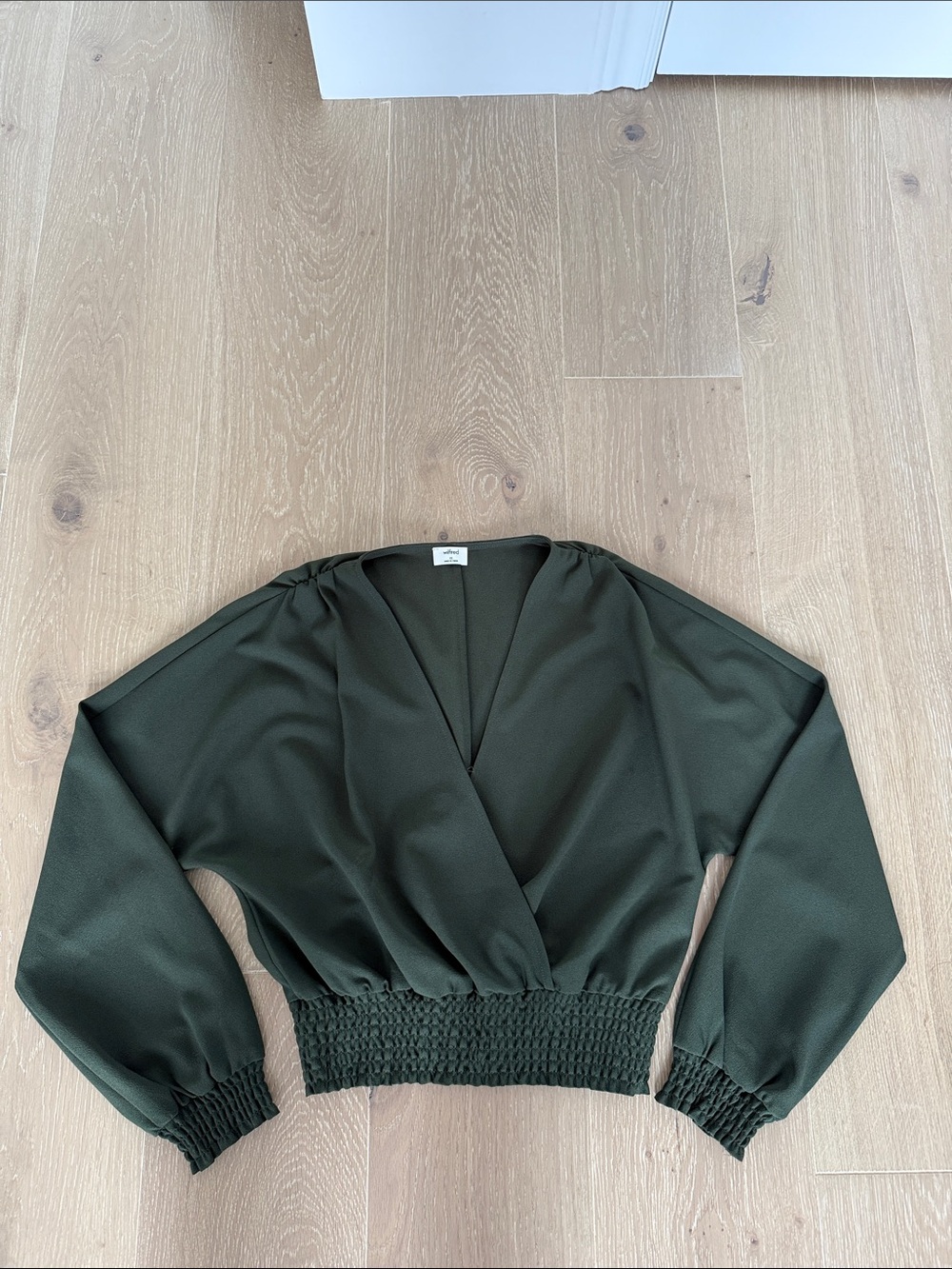Wilfred Olive Green Wrap-Front Long Sleeve Top